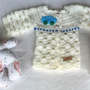 Saquito tejido a Crochet Prematuros. Modelo Exclusivo e Irrepetible. 0 a 3 Meses. Muñeco de Apego. Agua de Azahar «Petit Enfant»