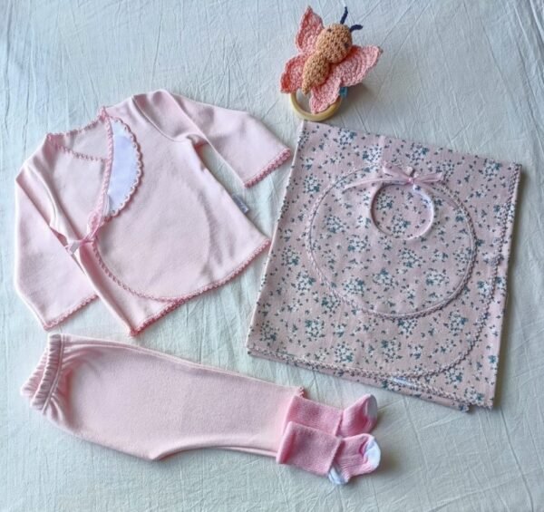 Conjunto RN 0 a 3 Meses 5 Piezas "Combinaciones de Rosa"
