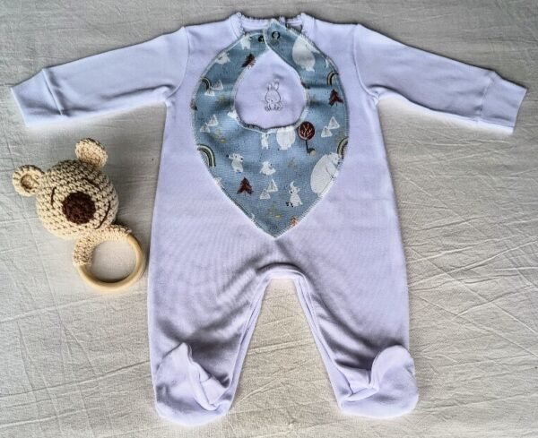 Enterito de Recibimiento RN 0 a 3 Meses Blanco Línea "Mimando un Nuevo Corazón" con Bandana