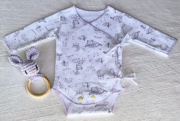 Body RN, 0 a 3 Meses. Mangas Largas. Estampado. Lazos. Sonajero Amigurumi - Imagen 5