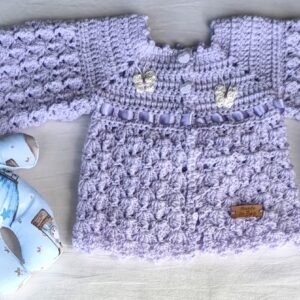 Saquito Tejido a Crochet. Modelo Exclusivo e Irrepetible. 0 a 3 Meses. Muñeco de Apego. Agua de Azahar Petit Enfant