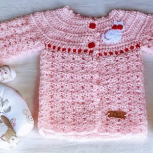 Saquito Tejido a Crochet. Modelo Exclusivo e Irrepetible. 0 a 3 Meses. Muñeco de Apego. Agua de Azahar «Petit Enfant»