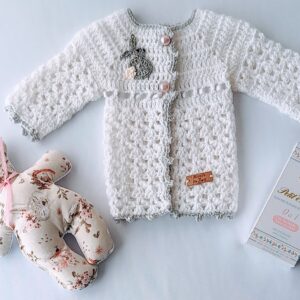 Saquito Tejido a Crochet. Prematuros. Modelo Exclusivo e Irrepetible. 0 a 3 Meses. Muñeco de Apego Agua de Azahar Petit Enfant