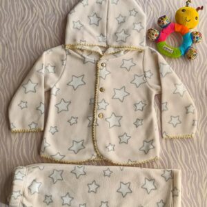 Conjuntos Estampados 2 a 3 Meses. 2 Piezas. Polar Soft. Saquito con Capucha